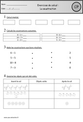 Révisions - Soustraction - Calcul : 1ere Primaire - PDF à imprimer