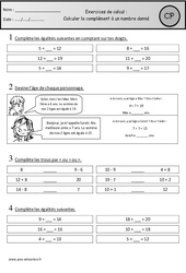 Exercices - Calculer le complément à un nombre donné - Calcul : 1ere Primaire - PDF à imprimer