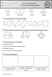 Carré, rectangle, triangle et rond - Exercices - Figures géométriques simples : 1ere Primaire - PDF à imprimer