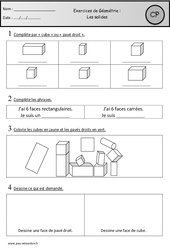 Exercices - Solides - Géométrie : 1ere Primaire - PDF à imprimer