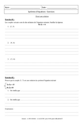 Système d’équation - Exercices - Révisions : 3eme Secondaire - PDF à imprimer