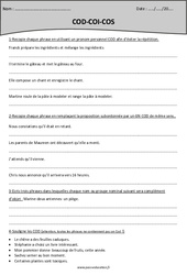 Révisions - COD - COI - COS - Grammaire : 5eme Primaire - PDF à imprimer