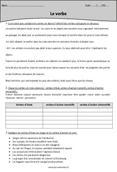 Exercices avec correction - Verbe : 5eme Primaire - PDF à imprimer
