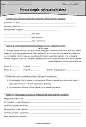 Révisions - Phrase simple - Phrase complexe - Grammaire : 5eme Primaire - PDF à imprimer