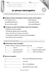 Phrase interrogative - Examen Evaluation - Bilan : 3eme Primaire - PDF à imprimer