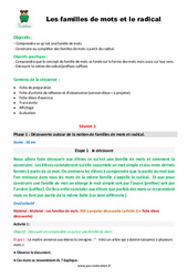 Familles de mots et le radical - Séquence - Fiche de préparation : 4eme Primaire - PDF à imprimer