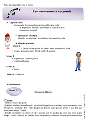 Mouvements corporels - Séquence - Fiche de préparation : 1ere Primaire - PDF à imprimer