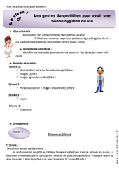 Gestes du quotidien pour avoir une bonne hygiène de vie - Séquence - Fiche de préparation : 1ere Primaire - PDF à imprimer