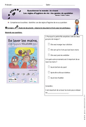 Gestes du quotidien pour avoir une bonne hygiène de vie - Exercices : 1ere Primaire - PDF à imprimer