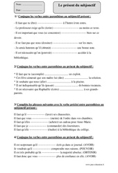 Présent du subjonctif - Fiche d’exercices avec correction : 5eme Primaire - PDF à imprimer