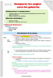 Séquence - Fiche de préparation Comparer les angles en utilisant un gabarit - Séquence - Fiche de préparation : 4eme Primaire - PDF à imprimer