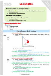 Séquence - Fiche de préparation Identifier et comparer les angles - Séquence - Fiche de préparation : 4eme Primaire - PDF à imprimer