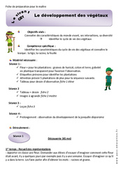 Séquence - Fiche de préparation Développement des végétaux - Séquence - Fiche de préparation : 2eme Primaire - PDF à imprimer
