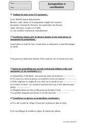Juxtaposition - Coordination - Fiche d’exercices avec correction : 5eme Primaire - PDF à imprimer
