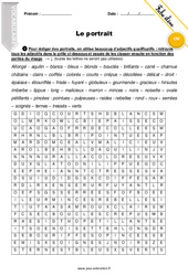 Vocabulaire du portrait - Exercices avec correction : 4eme, 5eme Primaire - PDF à imprimer