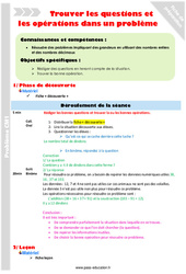 Séquence - Fiche de préparation Trouver les questions et les opérations dans un problème - Séquence - Fiche de préparation : 4eme Primaire - PDF à imprimer