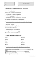 Adverbes - Fiche d’exercices avec correction : 5eme Primaire - PDF à imprimer