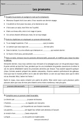 Pronoms - Exercices  : 5eme Primaire - PDF à imprimer
