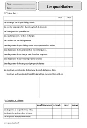 Quadrilatères - Exercices avec correction : 5eme Primaire - PDF à imprimer