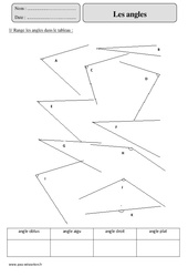 Angles - Révisions - Géométrie : 5eme Primaire - PDF à imprimer