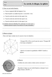 Cercle - Disque - Sphère - Révisions avec correction : 5eme Primaire - PDF à imprimer