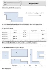 Périmètre du rectangle - Révisions  : 5eme Primaire - PDF à imprimer