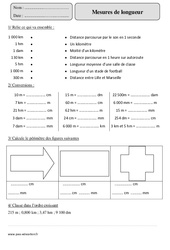 cm, m, km - Mesures de longueur - Révisions avec correction : 5eme Primaire - PDF à imprimer