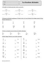 Fractions décimales - Exercices  : 5eme Primaire - PDF à imprimer