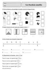 Numérateur - Dénominateur - Fractions usuelles - Exercices : 5eme Primaire - PDF à imprimer