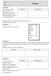 Additifs - Problèmes - Exercices  : 5eme Primaire - PDF à imprimer