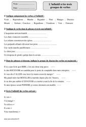 Infinitif - 3 groupes de verbes - Exercices avec la correction : 4eme Primaire - PDF à imprimer