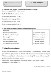 Verbe conjugué - Exercices avec la correction : 4eme Primaire - PDF à imprimer