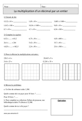 Multiplication d'un décimal  par un nombre entier - Révisions  : 4eme Primaire - PDF à imprimer
