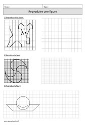 Reproduire une figure - Exercices  de géométrie : 4eme Primaire - PDF à imprimer
