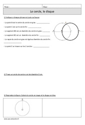 Cercle - Disque - Exercices avec correction : 4eme Primaire - PDF à imprimer