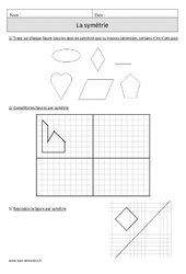 Symétrie - Exercices avec correction : 4eme Primaire - PDF à imprimer