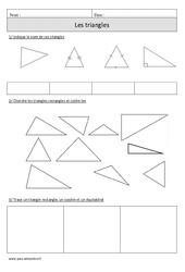 Triangles - Exercices  : 4eme Primaire - PDF à imprimer