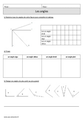 Angles - Exercices  : 4eme Primaire - PDF à imprimer