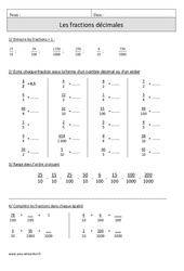 Fractions décimales - Révisions  : 4eme Primaire - PDF à imprimer