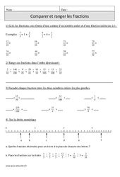 Comparer et ranger les fractions - Exercices avec correction : 4eme Primaire - PDF à imprimer