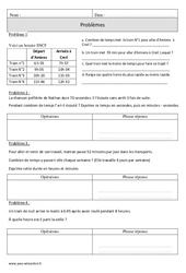 Mesures de temps - Problèmes - Exercices  : 4eme Primaire - PDF à imprimer