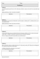 Contenances - Capacités - Problèmes - Exercices  : 4eme Primaire - PDF à imprimer