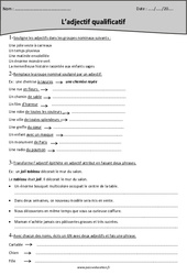 Adjectif épithète - Adjectif attribut - Fiche d'exercices : 5eme Primaire - PDF à imprimer