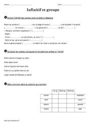 Infinitif - Groupe - Révisions  : 3eme Primaire - PDF à imprimer