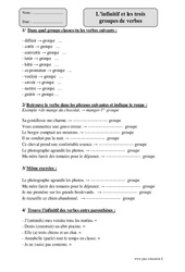 Infinitif et les trois groupes de verbes - Révisions avec correction : 4eme Primaire - PDF à imprimer