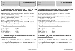 Déterminants - Révisions avec correction : 3eme Primaire - PDF à imprimer