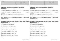 Adverbes - Révisions  : 3eme Primaire - PDF à imprimer