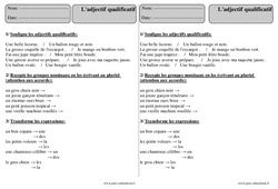 Adjectif qualificatif - Révisions : 3eme Primaire - PDF à imprimer