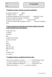 Pronoms - Exercices avec correction : 4eme Primaire - PDF à imprimer