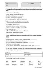 Verbe - Exercices avec correction : 4eme Primaire - PDF à imprimer
